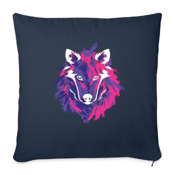 Loup Coloré Howl Sauvage Sauvage - Housse de coussin décorative 45 x 45 cm - bleu marine - Devant