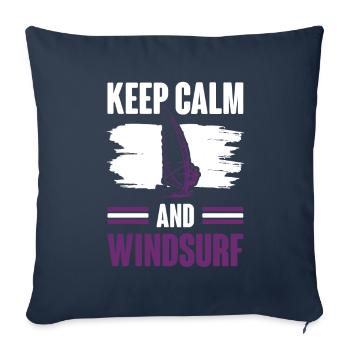 Keep Calm Windsurfing - Sofa pillowcase 17,3'' x 17,3'' (45 x 45 cm) - navy - Front