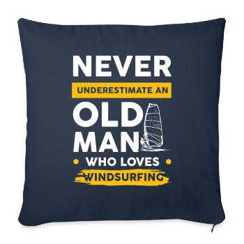 Windsurfing Old Man - Sofa pillowcase 17,3'' x 17,3'' (45 x 45 cm) - navy - Front