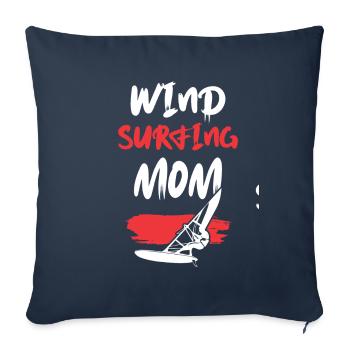 Maman planche à voile - Housse de coussin décorative 45 x 45 cm - bleu marine - Devant