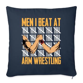 Drôles d’hommes que j’ai vaincus au bras de fer - Housse de coussin décorative 45 x 45 cm - bleu marine - Devant