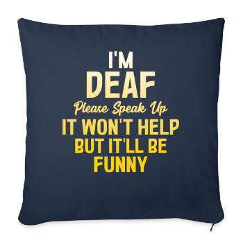Drôle de fierté sourde ASL Langue des signes - Housse de coussin décorative 45 x 45 cm - bleu marine - Devant