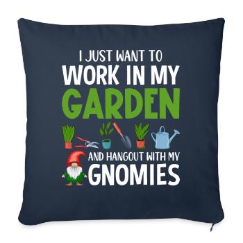 Drôle de nain de jardin gnome de jardin jardin nain - Housse de coussin décorative 45 x 45 cm - bleu marine - Devant