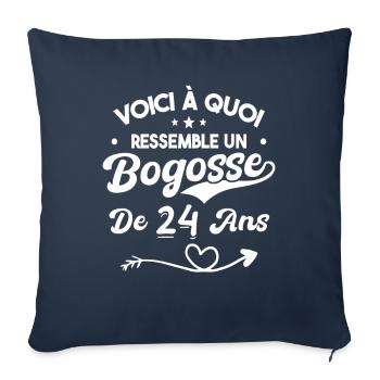 Bogosse 24 ans Cadeau Humour Anniversaire 24 ans - Housse de coussin décorative 45 x 45 cm - bleu marine - Devant