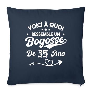 Bogosse 35 ans Cadeau Humour Anniversaire 35 ans - Housse de coussin décorative 45 x 45 cm - bleu marine - Devant