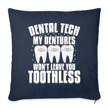 Drôles de prothésistes dentaires - Housse de coussin décorative 45 x 45 cm - bleu marine - Devant