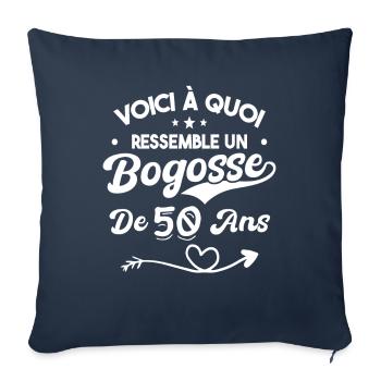 Bogosse 50 ans Cadeau Humour Anniversaire 50 ans - Housse de coussin décorative 45 x 45 cm - bleu marine - Devant