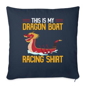 Ceci est mon tapis de chemise de course de bateau-dragon - Housse de coussin décorative 45 x 45 cm - bleu marine - Devant