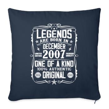 Né en Décembre 2007 Cadeau D’anniversaire 2007 - Housse de coussin décorative 45 x 45 cm - bleu marine - Devant