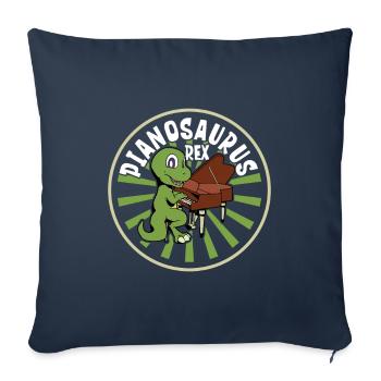 Pianosaurus Rex - TREX au piano - Housse de coussin décorative 45 x 45 cm - bleu marine - Devant