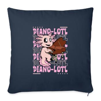 Pianolotl - Axolotl au piano - Housse de coussin décorative 45 x 45 cm - bleu marine - Devant