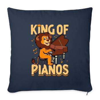 Roi des pianos - Löwe am Klavier - Housse de coussin décorative 45 x 45 cm - bleu marine - Devant