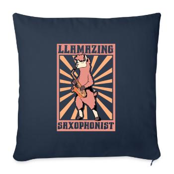 Lama Saxophoniste - Housse de coussin décorative 45 x 45 cm - bleu marine - Devant