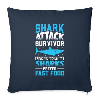 Sharks like fast food - shark attack - Sofa pillowcase 17,3'' x 17,3'' (45 x 45 cm) - navy - Front