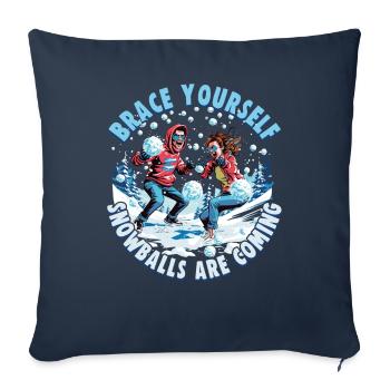 Schneeballschlacht - Brace yourself snowballs are - Sofa pillowcase 17,3'' x 17,3'' (45 x 45 cm) - navy - Front