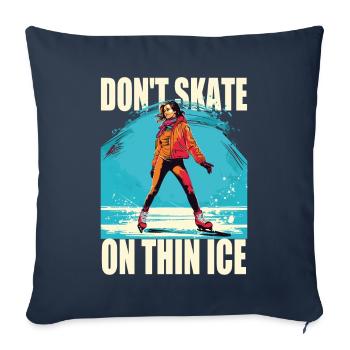 Patineur sur glace Patinage sur glace Patinage sur glace - Housse de coussin décorative 45 x 45 cm - bleu marine - Devant