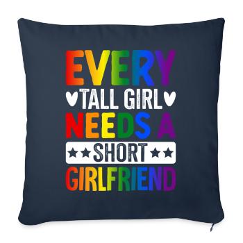 Fille LGBTQ lesbienne - Housse de coussin décorative 45 x 45 cm - bleu marine - Devant