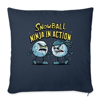 Snowball Fight - Snowball Ninja in Action - Sofa pillowcase 17,3'' x 17,3'' (45 x 45 cm) - navy - Front