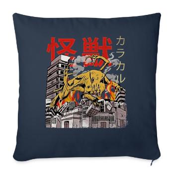 Kaiju Big Floppa Japanischer Anime Monster Karakal - Sofakissenbezug 45 x 45 cm - Navy - Vorne