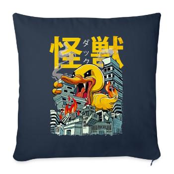 Kaiju Duck Anime Japonais Monster Rubber Duck - Housse de coussin décorative 45 x 45 cm - bleu marine - Devant