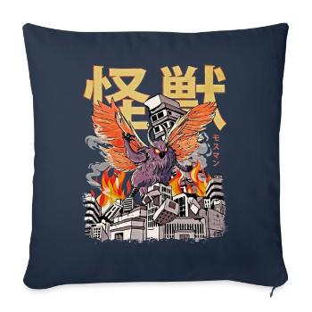 Kaiju Mothman Crypte de monstres d’anime japonais - Housse de coussin décorative 45 x 45 cm - bleu marine - Devant