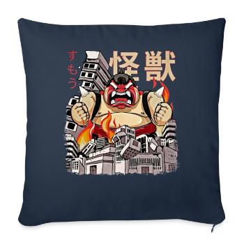 Kaiju Sumo Wrestler Japanese Anime Monsters - Sofa pillowcase 17,3'' x 17,3'' (45 x 45 cm) - navy - Front