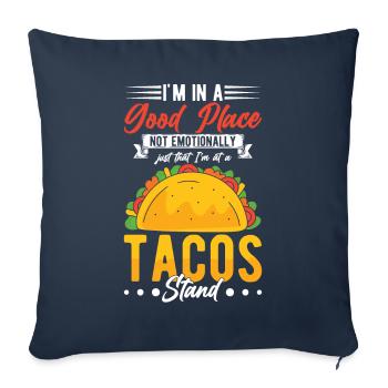 Tacos Stand - Taco Squad - Taco Crew - Mexique - Housse de coussin décorative 45 x 45 cm - bleu marine - Devant