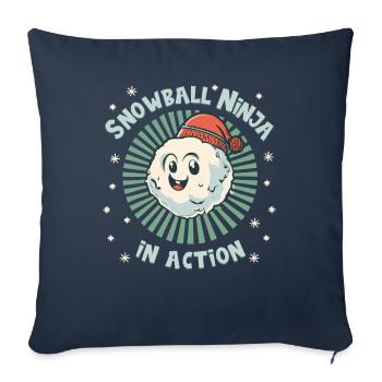 Snowball Fight - Snowball Ninja in Action - Sofa pillowcase 17,3'' x 17,3'' (45 x 45 cm) - navy - Front