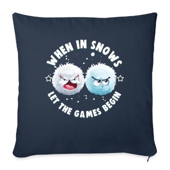 Schneeballschlacht - Quand il neige, laissez les jeux - Housse de coussin décorative 45 x 45 cm - bleu marine - Devant