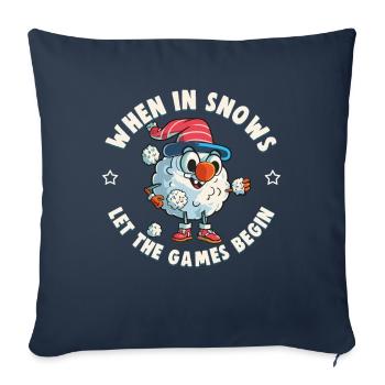 Schneeballschlacht - Quand il neige, laissez les jeux - Housse de coussin décorative 45 x 45 cm - bleu marine - Devant