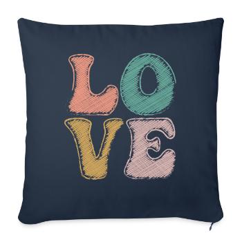Dessinateur de dessin au fusain LOVE - Housse de coussin décorative 45 x 45 cm - bleu marine - Devant