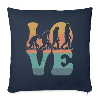 Charles Darwin Théorie de l’évolution AMOUR - Housse de coussin décorative 45 x 45 cm - bleu marine - Devant