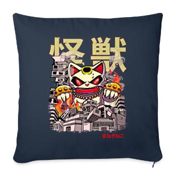 Kaiju Maneki Neko Japanese Anime Monster Luck - Sofa pillowcase 17,3'' x 17,3'' (45 x 45 cm) - navy - Front