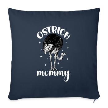 Propriétaire d’autruche - Maman autruche - Housse de coussin décorative 45 x 45 cm - bleu marine - Devant