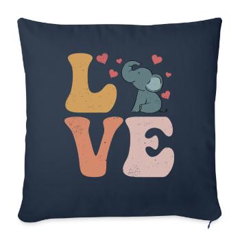 Elephant Love Safari - Sofa pillowcase 17,3'' x 17,3'' (45 x 45 cm) - navy - Front