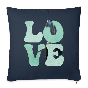 Brontosaurus Dinosaure AMOUR - Housse de coussin décorative 45 x 45 cm - bleu marine - Devant