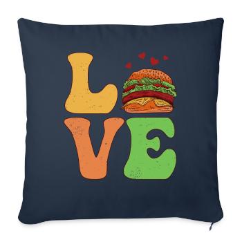 Burger Hamburger Cheeseburger LOVE - Housse de coussin décorative 45 x 45 cm - bleu marine - Devant