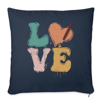Calligraphy Brush LOVE - Sofa pillowcase 17,3'' x 17,3'' (45 x 45 cm) - navy - Front