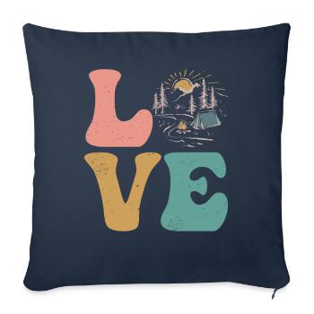 Camper Camp Camping LOVE - Housse de coussin décorative 45 x 45 cm - bleu marine - Devant