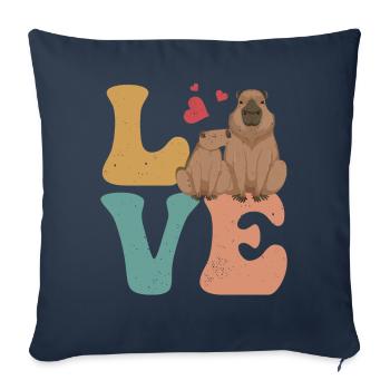 Capybara Capibara AMOUR - Housse de coussin décorative 45 x 45 cm - bleu marine - Devant