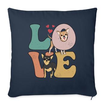 Chihuahua Dog LOVE - Sofa pillowcase 17,3'' x 17,3'' (45 x 45 cm) - navy - Front