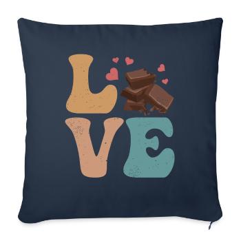 Tablette de chocolat LOVE - Housse de coussin décorative 45 x 45 cm - bleu marine - Devant