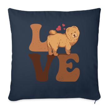 Chow Chow Dog LOVE - Housse de coussin décorative 45 x 45 cm - bleu marine - Devant