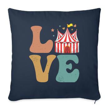 Cirque Carnaval AMOUR - Housse de coussin décorative 45 x 45 cm - bleu marine - Devant