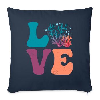 Coral Reef Sea Ocean LOVE - Sofa pillowcase 17,3'' x 17,3'' (45 x 45 cm) - navy - Front