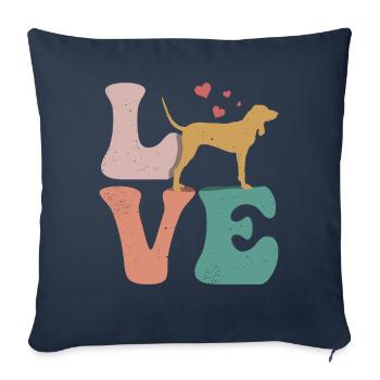 Chien raton laveur LOVE - Housse de coussin décorative 45 x 45 cm - bleu marine - Devant