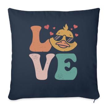 Canard Caneton Canard AMOUR - Housse de coussin décorative 45 x 45 cm - bleu marine - Devant