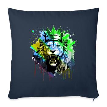 Lion Crown Symbol Portait - Sofa pillowcase 17,3'' x 17,3'' (45 x 45 cm) - navy - Front