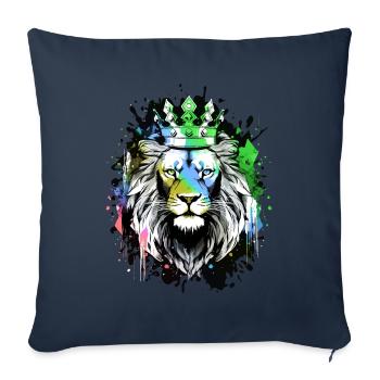 Lion Head Crown Lion Animal - Sofa pillowcase 17,3'' x 17,3'' (45 x 45 cm) - navy - Front