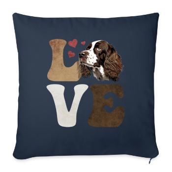 Français Springer Spaniel Dog LOVE - Housse de coussin décorative 45 x 45 cm - bleu marine - Devant